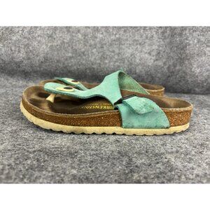 Birkenstock Gizeh Sandals Womens Size 36 Green Suede Thong Toe Post EU 36